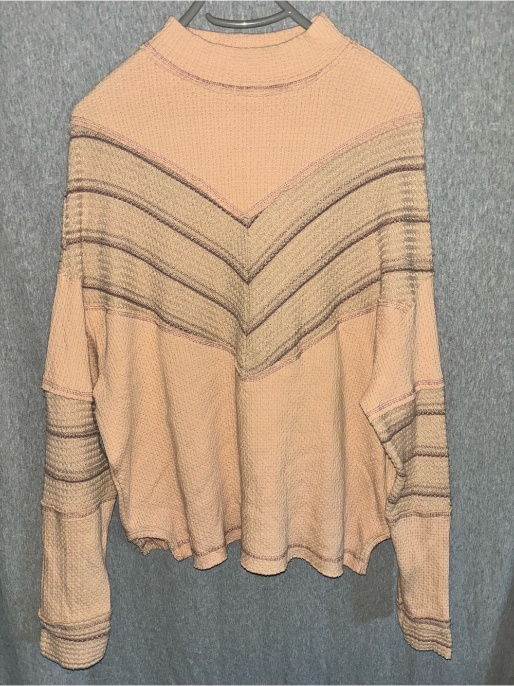 Miss Me Retro Chevron Long Sleeve Mock Neck Top